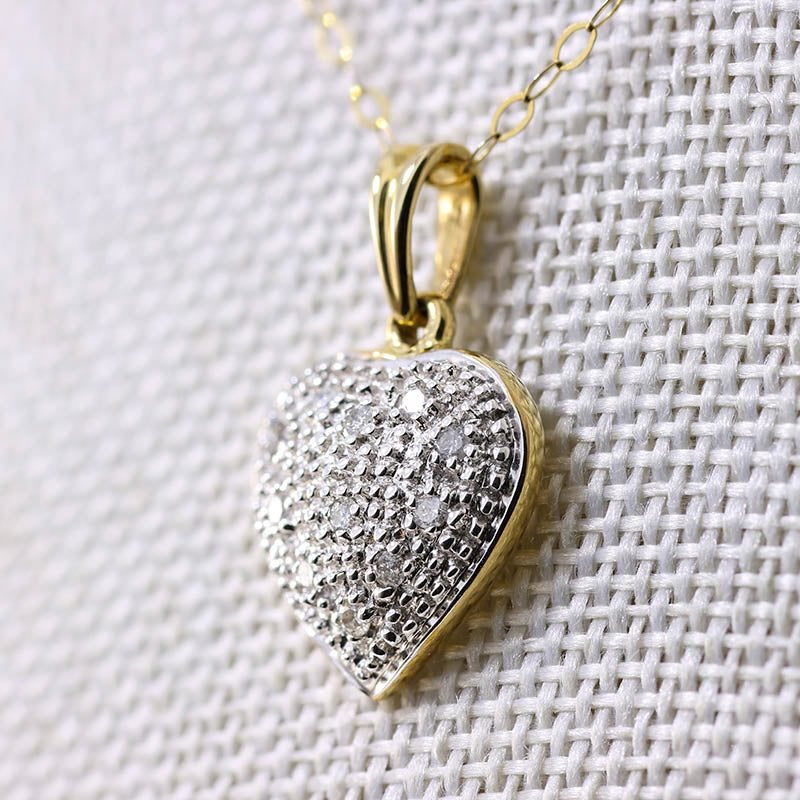 9Ct Gold Diamond Encrusted Heart Pendant