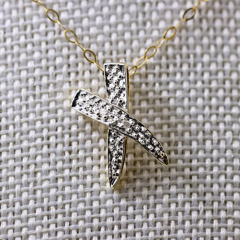 9Ct Gold Diamond Contemporary Cross Pendant