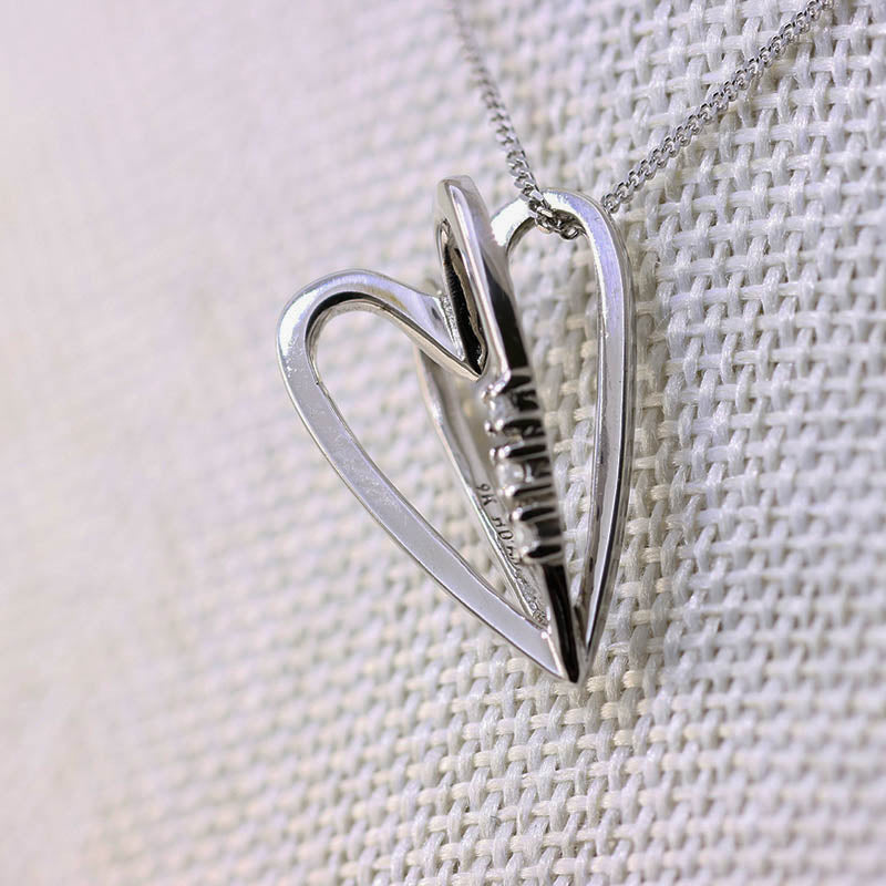 9Ct Gold Contemporary 3 Diamond Three Dimensional Heart Pendant