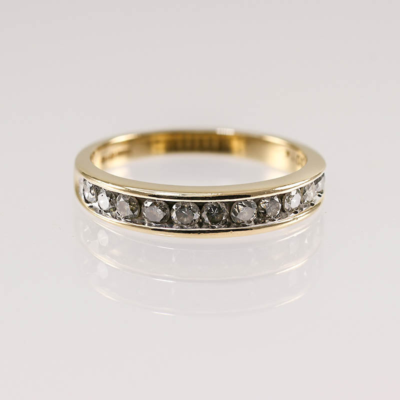Half Eternity 9Ct Gold Ring with 10 Channel Set Diamonds