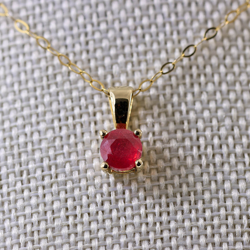 10Ct Gold Round Ruby Pendant