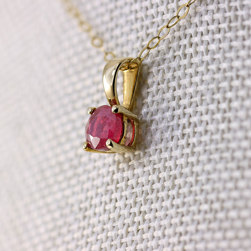 10Ct Gold Round Ruby Pendant