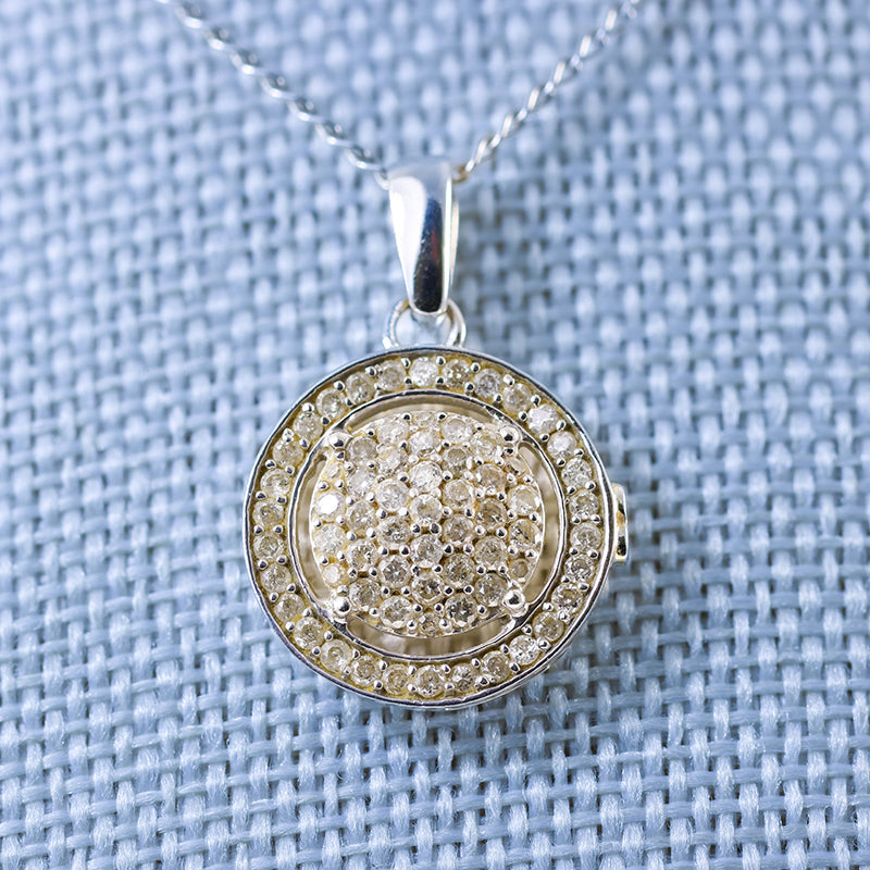 9ct White Gold Diamond Cluster Pendant Necklace