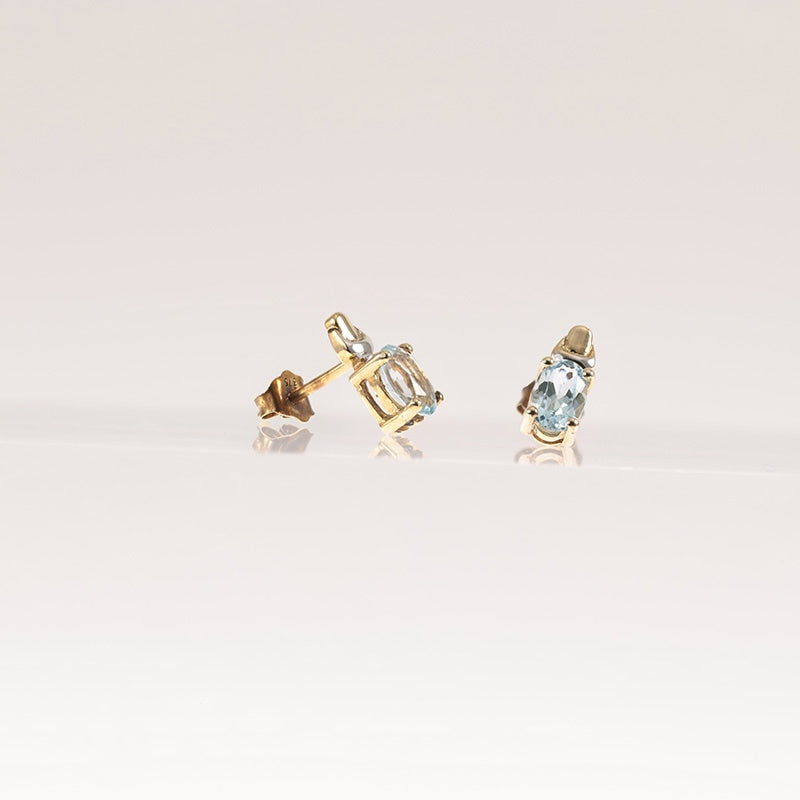 9Ct Gold Aquamarine Stud Earrings — preloved 9ct gold, Aquamarine | Sparklier Fine Jewellery