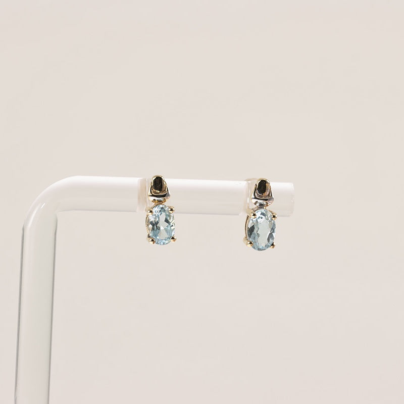 9Ct Gold Aquamarine Stud Earrings — preloved 9ct gold, Aquamarine | Sparklier Fine Jewellery