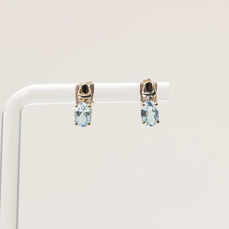 9Ct Gold Aquamarine Stud Earrings — preloved 9ct gold, Aquamarine | Sparklier Fine Jewellery