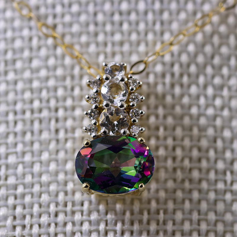 9Ct Gold Mystic Topaz Pendant
