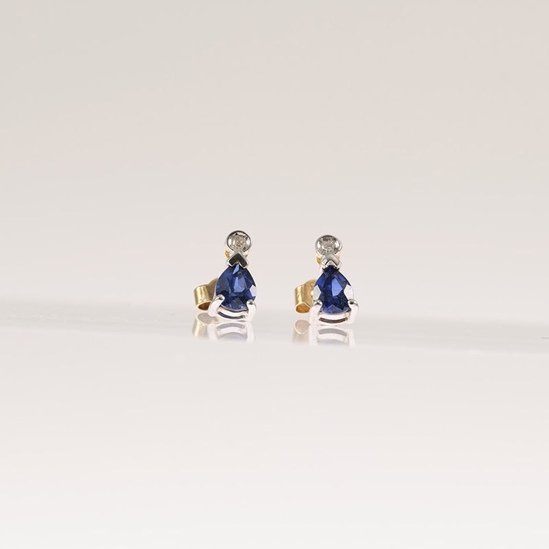 9Ct Gold Sapphire & Diamond Earrings — preloved 9ct gold, Sapphire | Sparklier Fine Jewellery