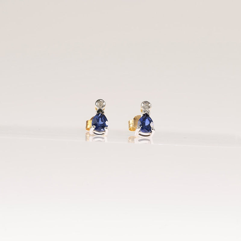 9Ct Gold Sapphire & Diamond Earrings — preloved 9ct gold, Sapphire | Sparklier Fine Jewellery