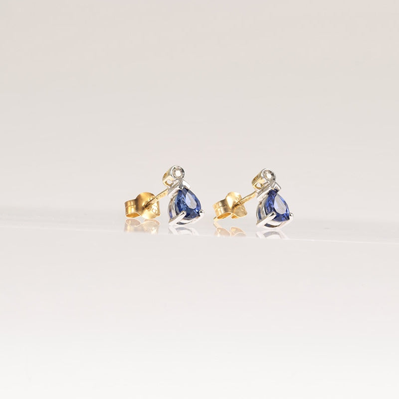 9Ct Gold Sapphire & Diamond Earrings — preloved 9ct gold, Sapphire | Sparklier Fine Jewellery