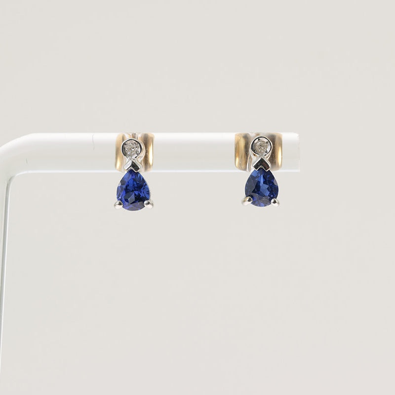 9Ct Gold Sapphire & Diamond Earrings — preloved 9ct gold, Sapphire | Sparklier Fine Jewellery