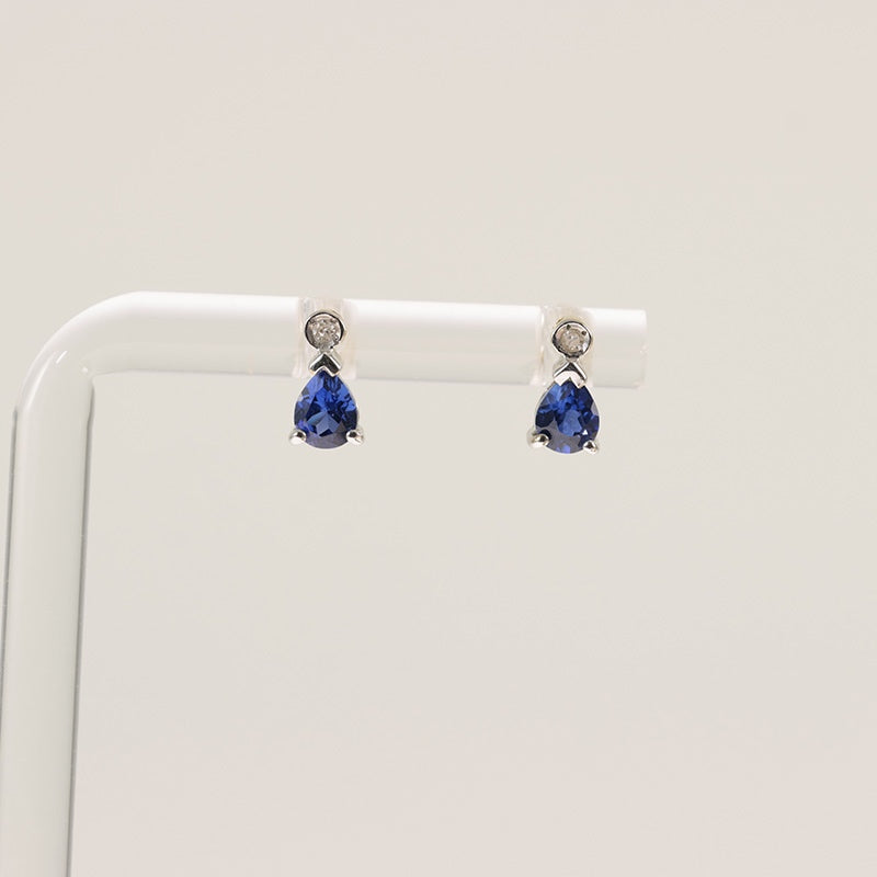 9Ct Gold Sapphire & Diamond Earrings — preloved 9ct gold, Sapphire | Sparklier Fine Jewellery