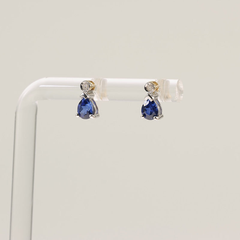 9Ct Gold Sapphire & Diamond Earrings — preloved 9ct gold, Sapphire | Sparklier Fine Jewellery