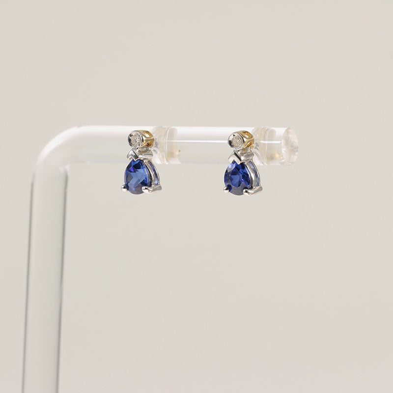 9Ct Gold Sapphire & Diamond Earrings — preloved 9ct gold, Sapphire | Sparklier Fine Jewellery