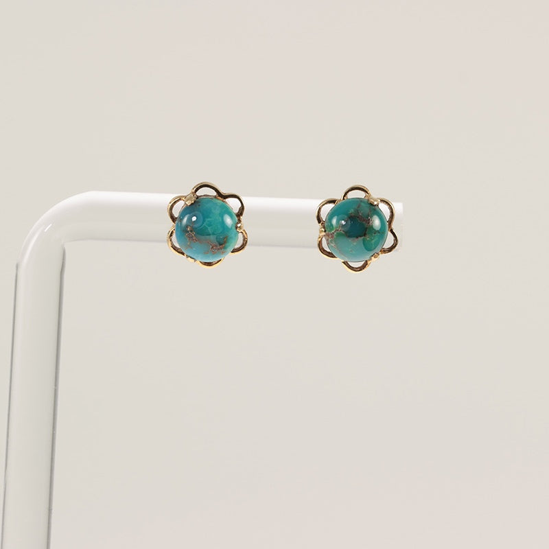 9Ct Gold Antique Turquoise Ball Earrings — preloved 9ct gold, Turquoise | Sparklier Fine Jewellery