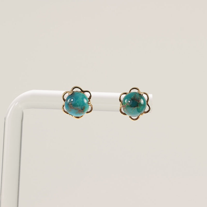 9Ct Gold Antique Turquoise Ball Earrings — preloved 9ct gold, Turquoise | Sparklier Fine Jewellery