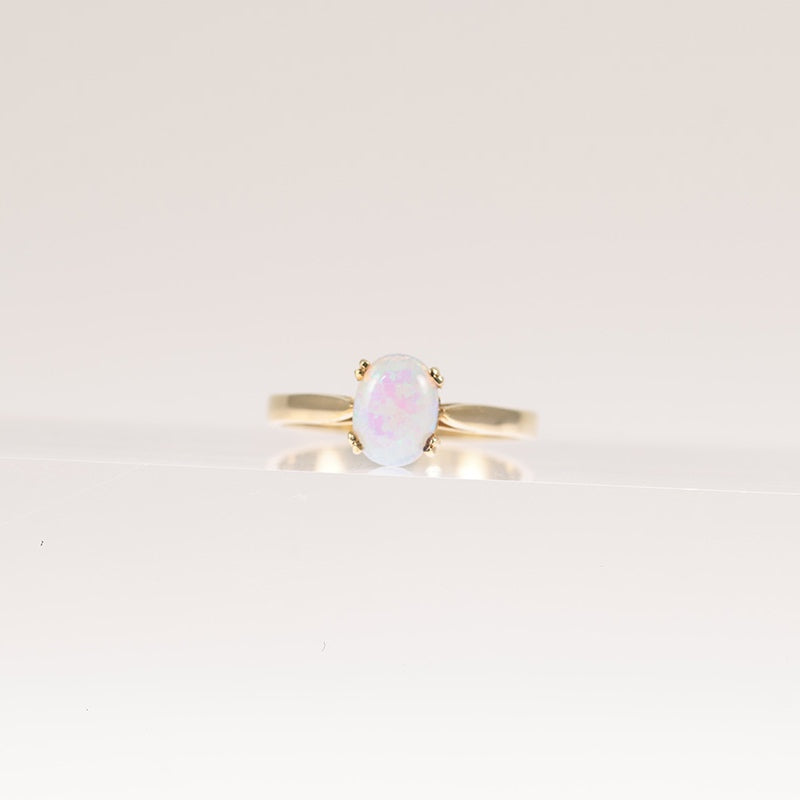 9Ct Gold Claw Set Pale Opal Solitaire Ring — preloved 9ct gold, opal | Sparklier Fine Jewellery
