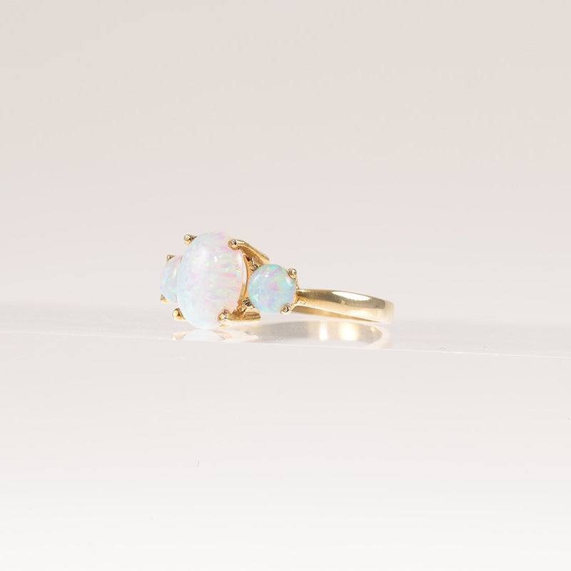 9Ct Gold Pale Opal Trilogy Ring — preloved 9ct gold, opal | Sparklier Fine Jewellery