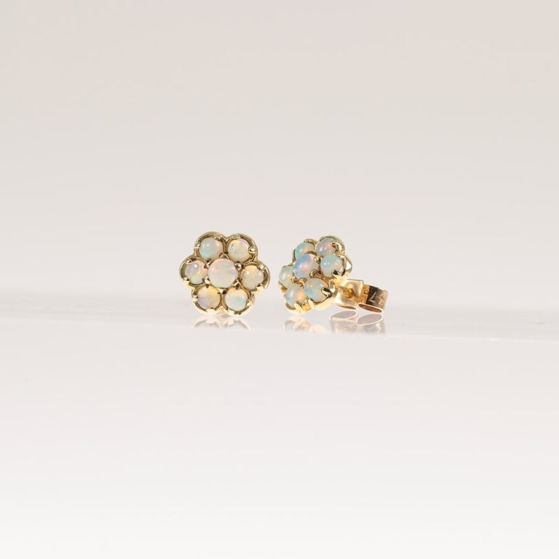 9Ct Gold Opal Floral Cluster Earrings — preloved 9ct gold, opal | Sparklier Fine Jewellery