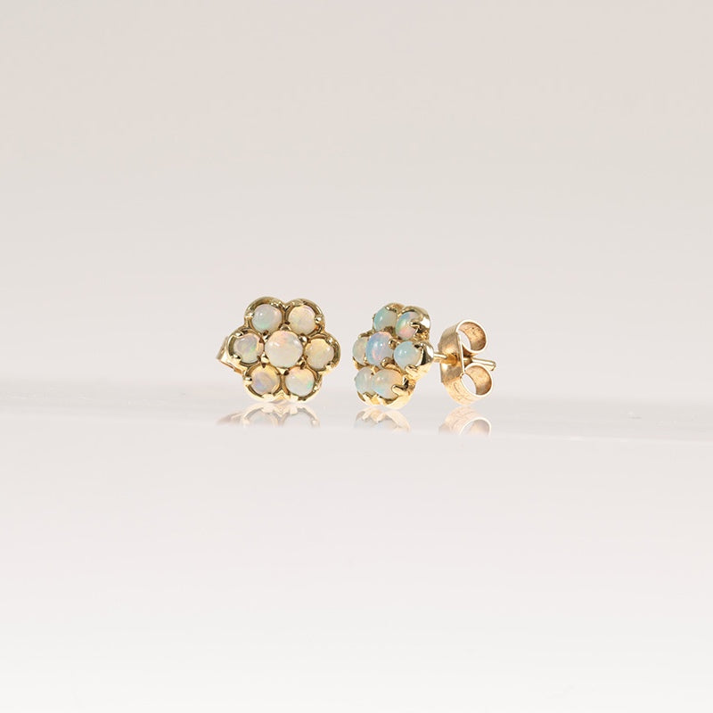 9Ct Gold Opal Floral Cluster Earrings — preloved 9ct gold, opal | Sparklier Fine Jewellery