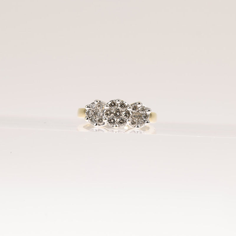 18Ct 1Ct Diamond Trio Cluster Ring — preloved 18ct gold, diamond | Sparklier Fine Jewellery