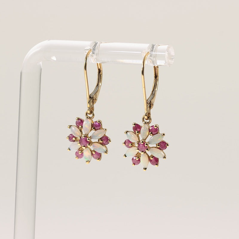 9Ct Gold Ruby And Opal Drop Earrings — preloved 9ct gold, ruby | Sparklier Fine Jewellery