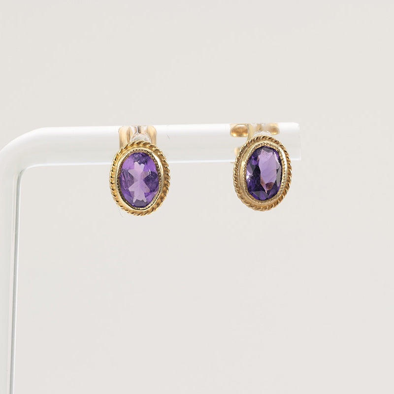 9Ct Gold Oval Cut Stud Amethyst Earrings — preloved 9ct gold, amethyst | Sparklier Fine Jewellery