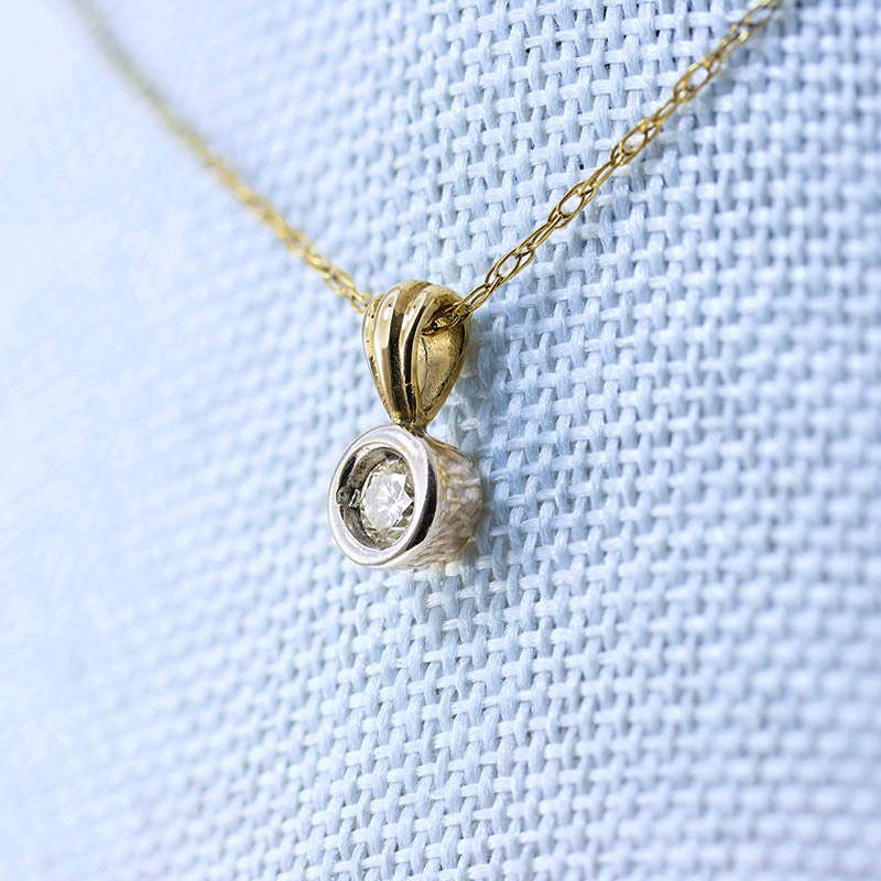 9Ct Gold Solitaire Rub Set Diamond Pendant