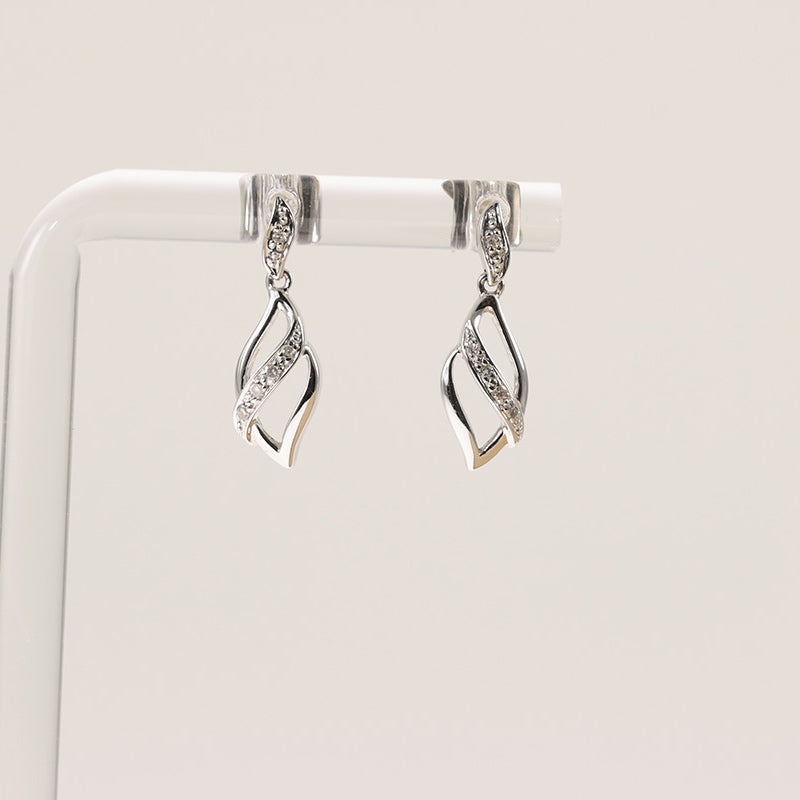 9Ct White Gold Diamond Drop Earrings