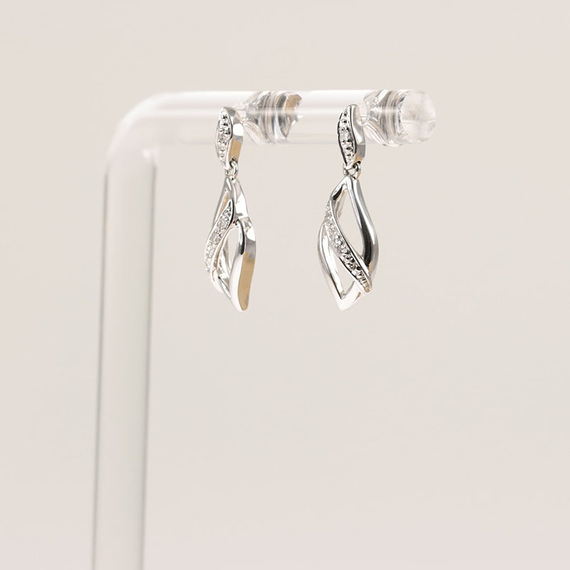 9Ct White Gold Diamond Drop Earrings