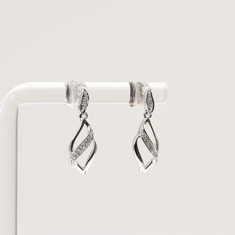9Ct White Gold Diamond Drop Earrings