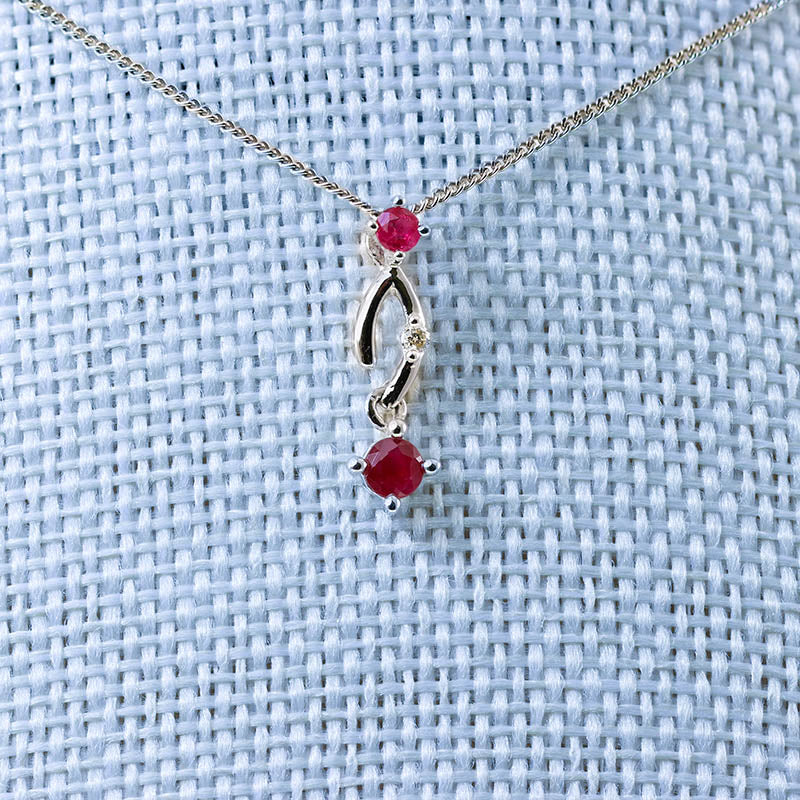 9Ct Gold Ruby &amp; Diamond Necklace