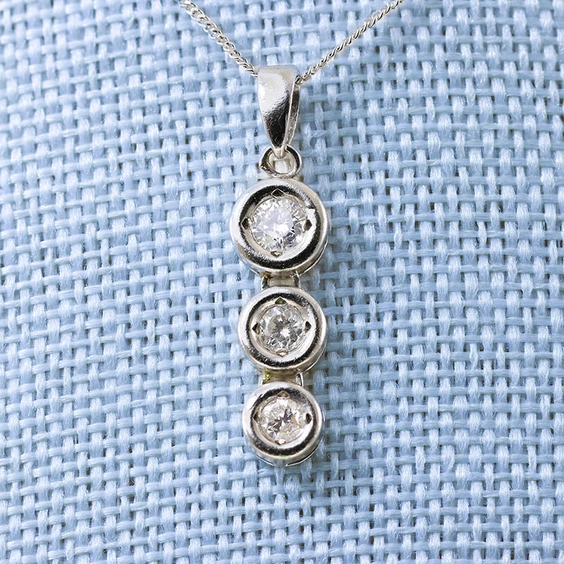 Platinum 0.5Ct Diamond Trilogy Drop Pendant