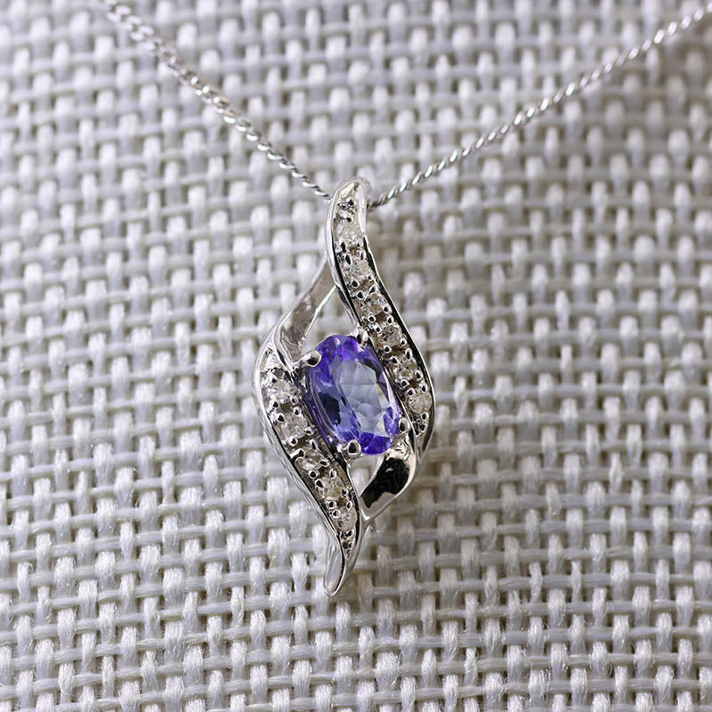 9Ct Gold Diamond And Tanzanite Pendant
