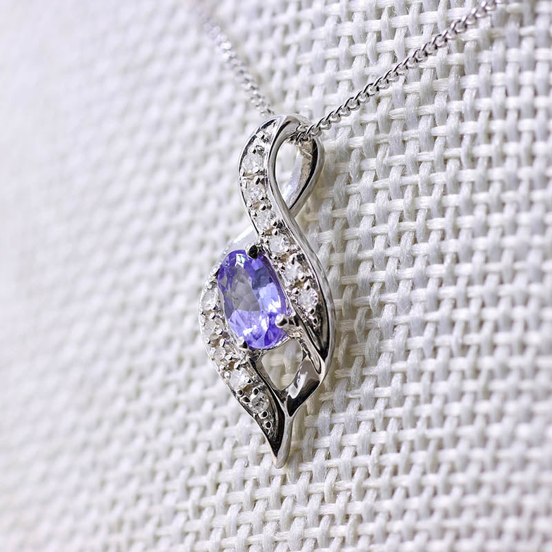 9Ct Gold Diamond And Tanzanite Pendant