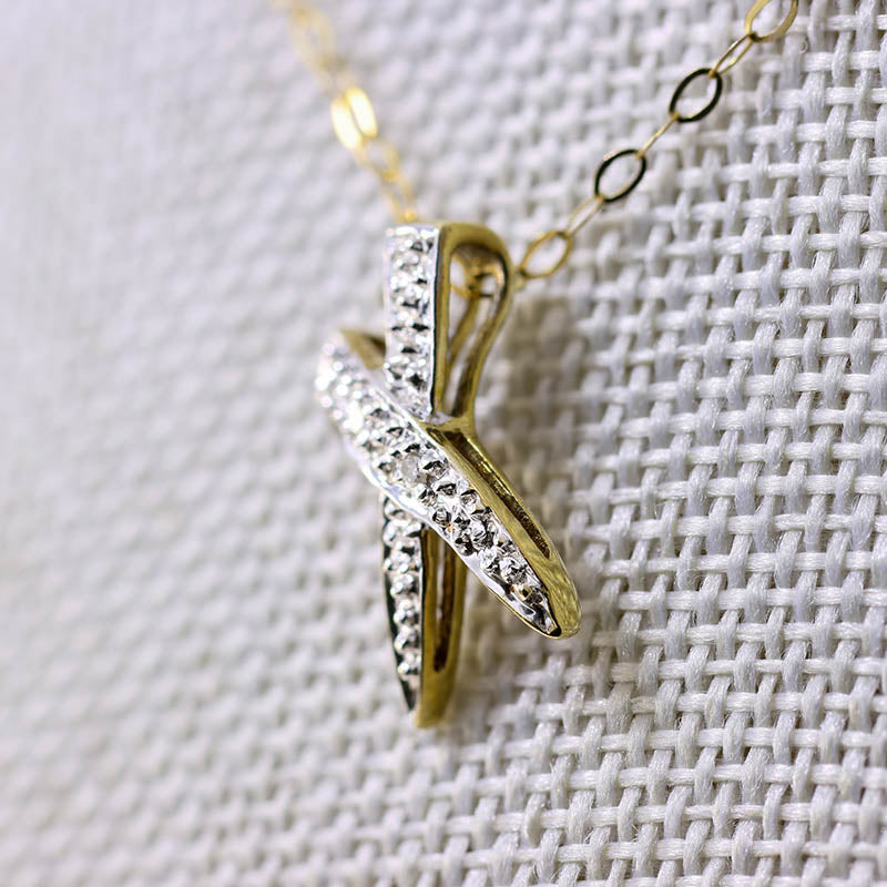 9Ct Gold Diamond Contemporary Cross Pendant