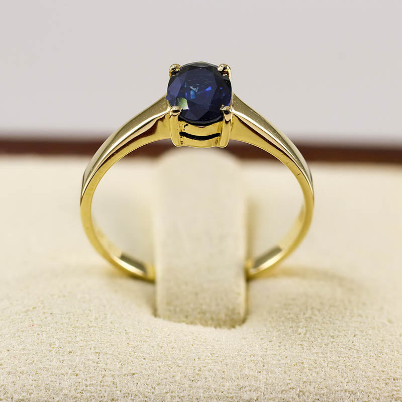 14Ct Gold Sapphire Solitaire Ring
