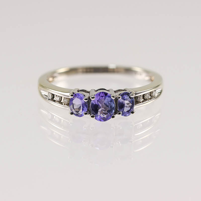 Tanzanite Trilogy Ring With Diamond Accents