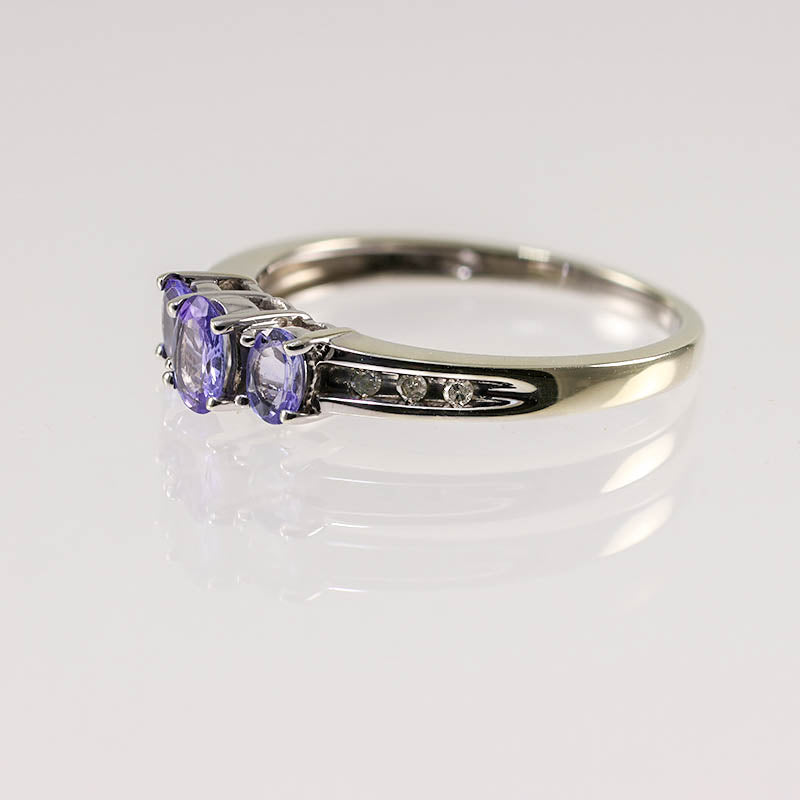 Tanzanite Trilogy Ring With Diamond Accents