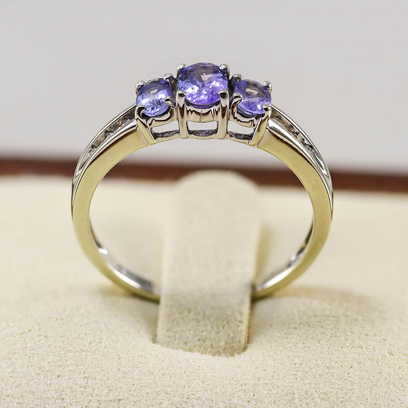 Tanzanite Trilogy Ring With Diamond Accents