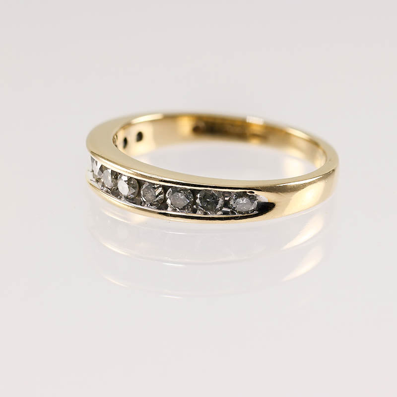 Half Eternity 9Ct Gold Ring with 10 Channel Set Diamonds