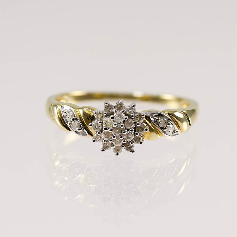9Ct Gold Diamond Cluster Ring With 23 Individual Diamonds