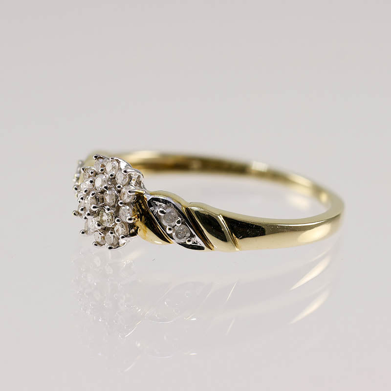9Ct Gold Diamond Cluster Ring With 23 Individual Diamonds