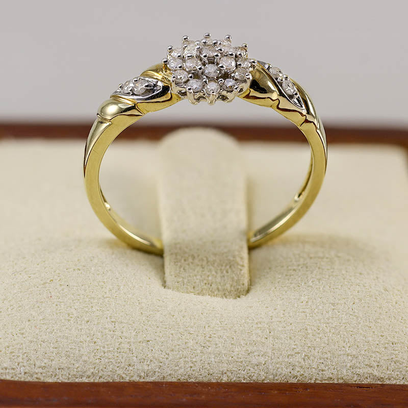9Ct Gold Diamond Cluster Ring With 23 Individual Diamonds