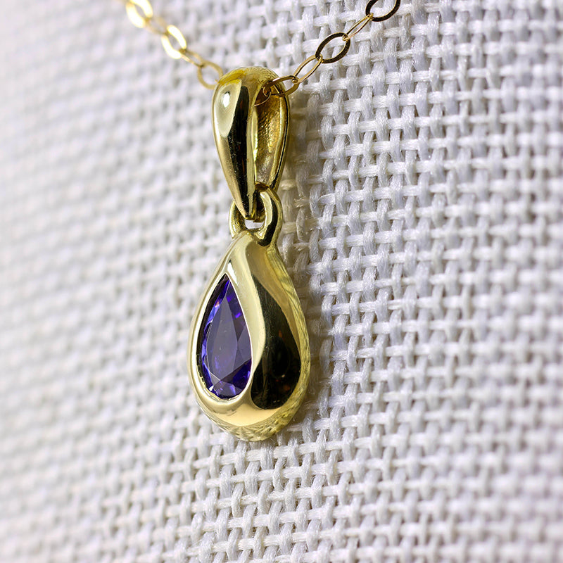 9Ct Gold Tanzanite Teardrop Pendant