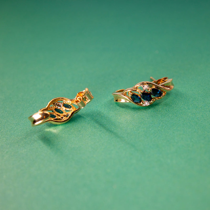 9Ct Gold Diamond And Sapphire Earrings