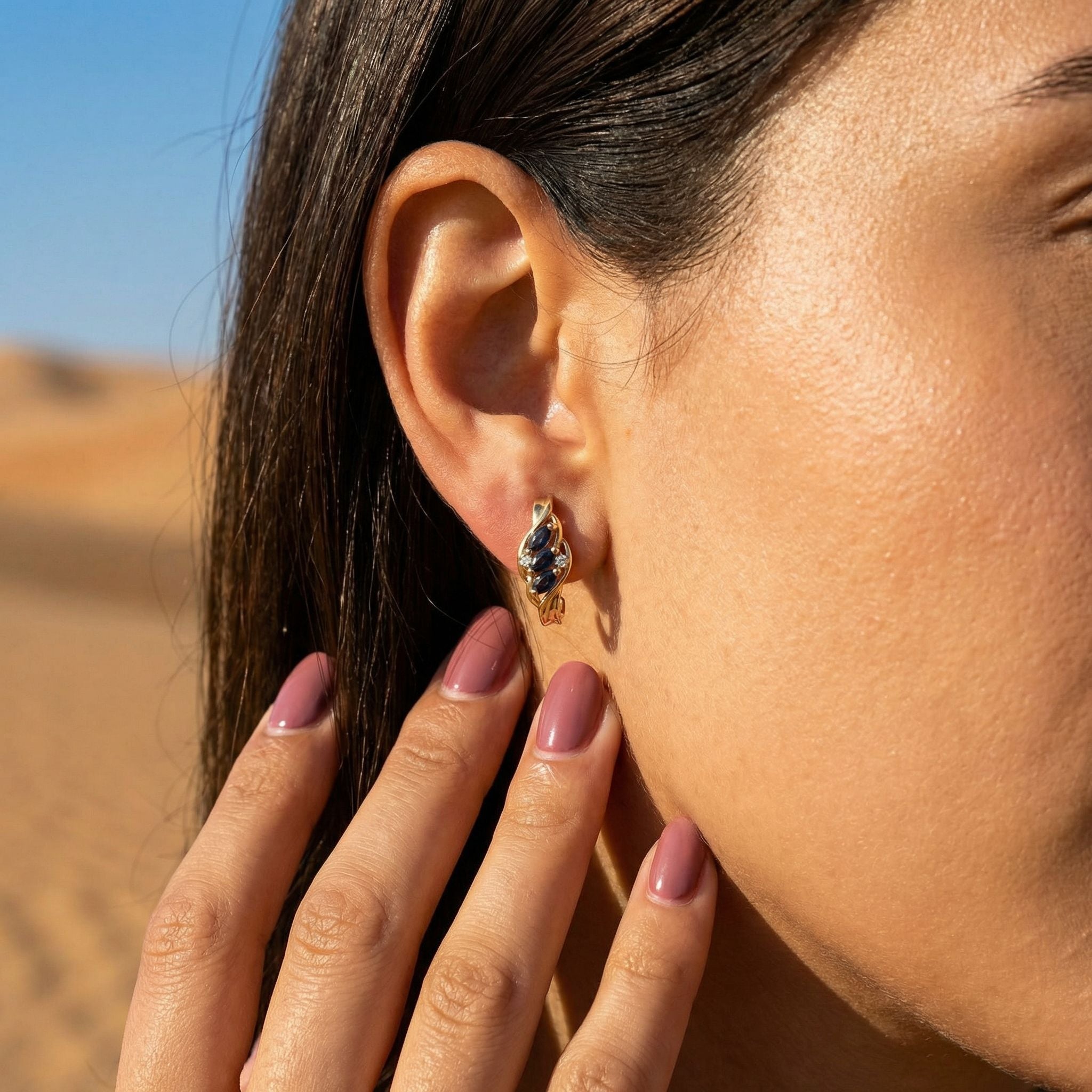 9Ct Gold Diamond And Sapphire Earrings