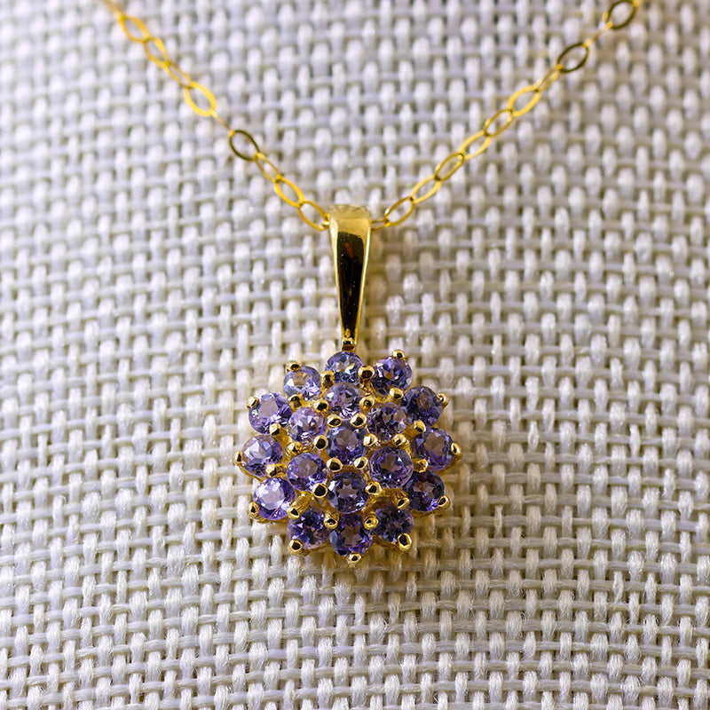 9Ct Gold Tanzanite Cluster Pendant
