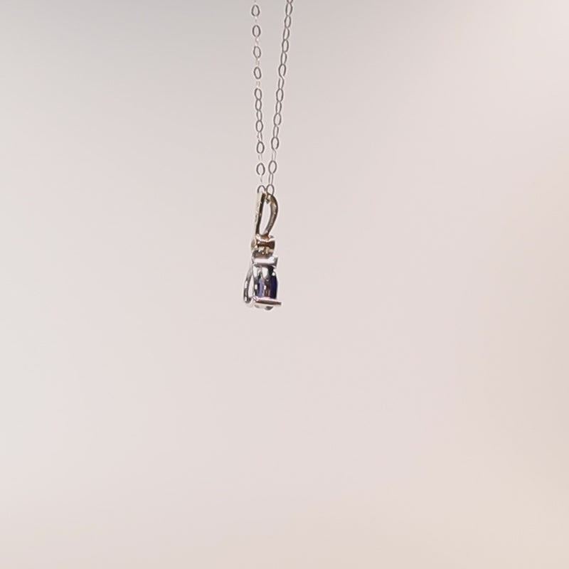 9Ct Gold Pear Cut Sapphire &amp; Diamond necklace