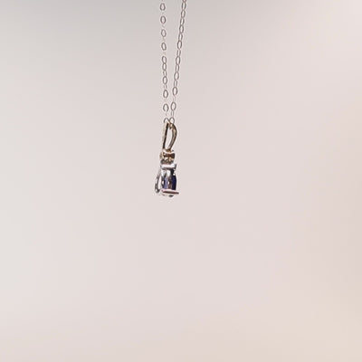 9Ct Gold Pear Cut Sapphire & Diamond necklace
